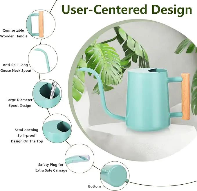 Watering Can Indoor Plants, 35oz Small Watering Can Indoor Stainless Steel Metal Watering Can Modern Decorative Watering Pot with Long Spout for Indoor House Plant Bonsai Outdoor Garden Flowers -Green by GreenHaven Gardens