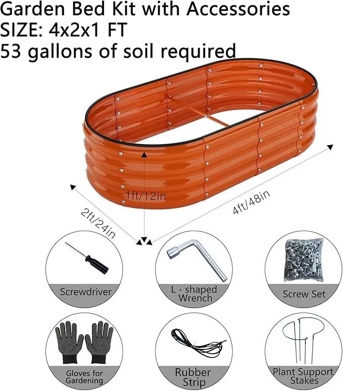 Raised Beds for Gardening Raised Garden Bed Kit for Gardening Outdoor，4x2x1ft Planter Grow Garden Box Raised Flower Bed by GreenHaven Gardens