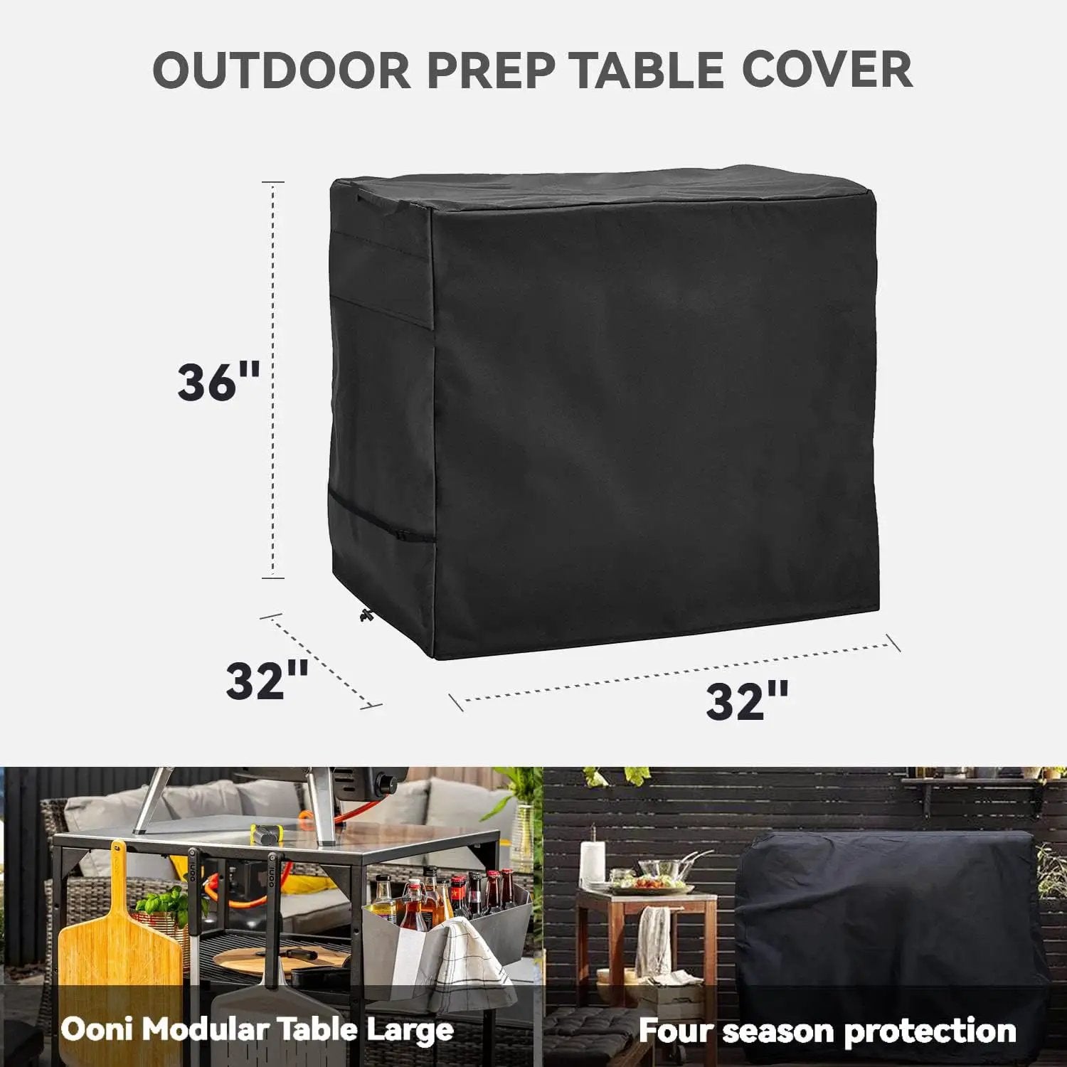 Outdoor Pizza Oven Table Cover - Heavy Duty Waterproof Cover for Ooni Large Table,Black by GreenHaven Gardens