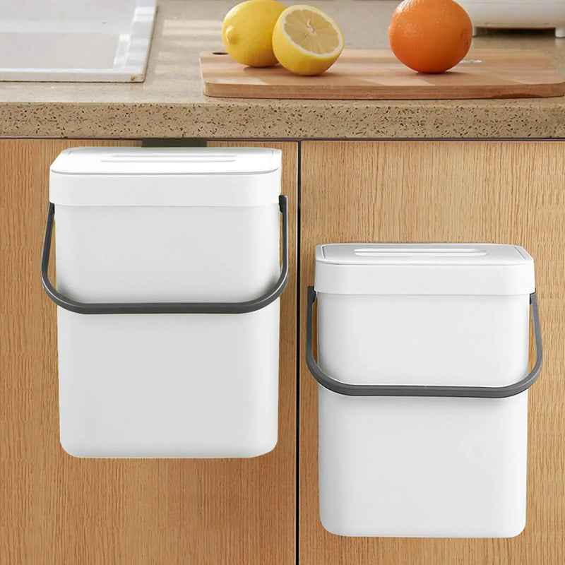LALASTAR Compost Bin Indoor Kitchen Sealed, Hanging Small Trash Can with Lid Under Sink for Kitchen, Food Waste Bin for Countertop, Mountable Garbage Can for Bathroom, RV, 5L/1.3 Gal, White by GreenHaven Gardens