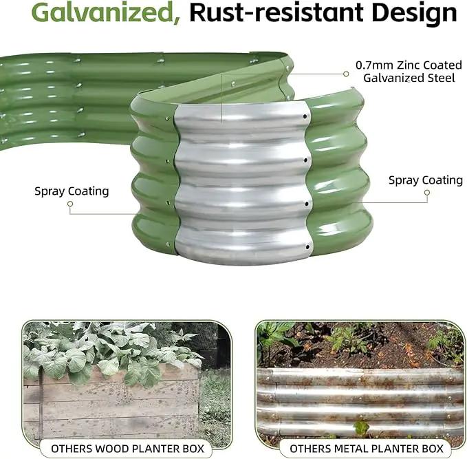 3-in-1 Modular Raised Garden Bed Kit - Adjustable Sizes (4x2x1ft, 3x3x1ft, 5x1x1ft) - Heavy-Duty Galvanized Steel Planter Box with Bracing Rods & Gloves for Vegetables, Fruits, Flowers by GreenHaven Gardens