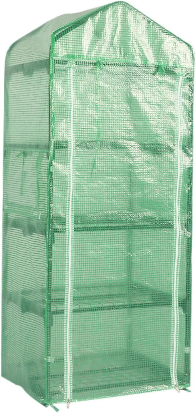 Oneness Mini 4-Tier Greenhouse, Indoor and Outdoor Reusable Portable Warm House with Green PVC Cover and Metal Shelf for Seeding in All Season, 29.5”W x 19.7”D x 62.2”H by GreenHaven Gardens