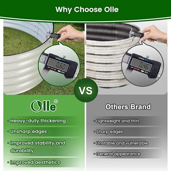 Olle 17" Tall, 42" Round Metal Raised Garden Bed Kits, Planter Raised Beds for Gardening, Raised Flower Bed Galvanized Planter Box, 3.5 * 3.5 * 1.4Ft,Ivory by GreenHaven Gardens