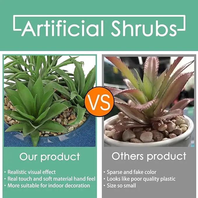 Hollyone Large Artificial Succulents Plants with Blue Vase Faux Succulents Fake Succulent Potted Plant in Ceramic Pot for Home Decor Office Desk Bathroom Living Room Indoor & Outdoor Decorations by GreenHaven Gardens