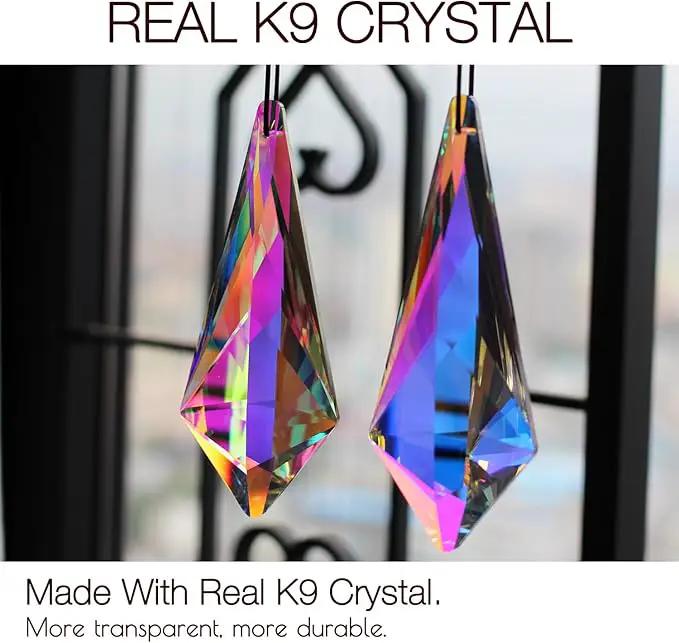 2PCS 5" Large Lanky Cone Crystal Sun Catcher Prisms, STINO Hanging Suncatchers with Glass Prism, Rainbow Maker for Windows, Balcony, Kitchen, Garden Decoration (1, Lanky Cone 2Pcs) by GreenHaven Gardens