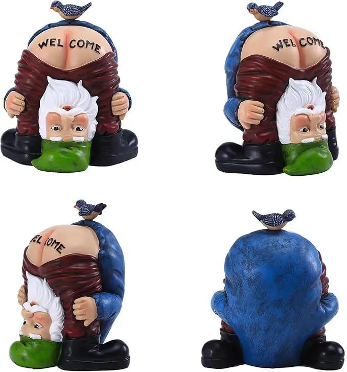 Garden Gnome Statue, Garden Decor,Gnomes Decorations for Yard, Funny Garden Bird Welcome Figurines for Outdoor Patio, Lawn, Yard Art Decoration ，Christmas Garden Gifts (Green) by GreenHaven Gardens