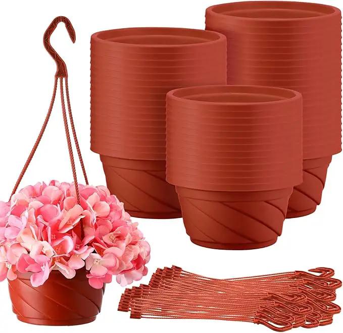 Tioncy 50 Pcs Plastic Hanging Planter Round Hanging Pot for Plants Containers with Hook Flower Plant Pots Holders for Outdoor Indoor Plant Balcony Garden Decor(Coffee) by GreenHaven Gardens
