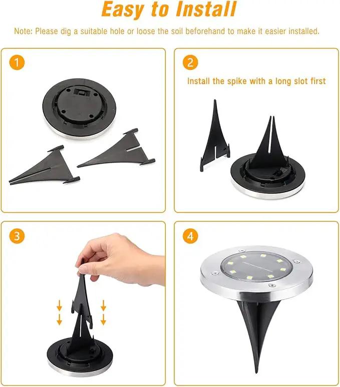 ODEETRONIC Solar Ground Lights Outdoor, 12 Packs 8 LED Solar Path Lights, Solar-Powered Disk Light Waterproof, In-ground Puck Light Flat Pathway Lamp for Landscape Pathway Patio Walkway, Warm White by GreenHaven Gardens