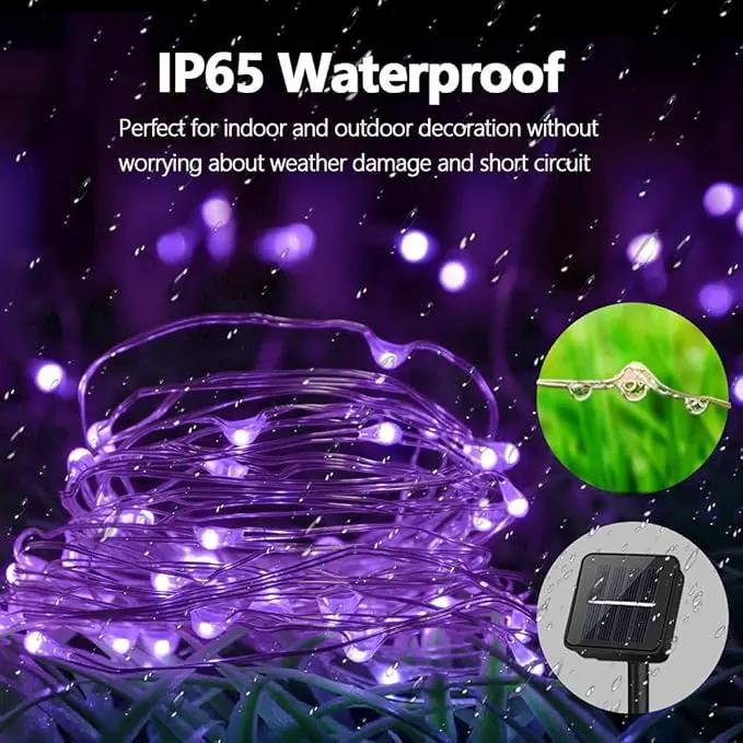 QITONG 4 Pack Purple Solar Fairy Lights, Each 33ft 100 LED Solar Christmas Lights, 8 Modes Solar Twinkle String Lights by GreenHaven Gardens