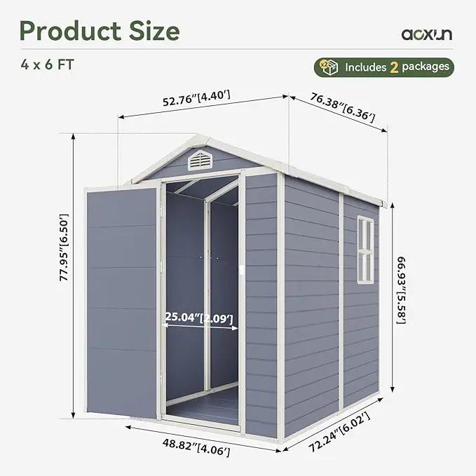 Aoxun 6.3 X 4.2 FT Resin Storage Shed Outdoor Plastic Large Garden Shed with Lockable Door, Floor for Backyard, Garden, Patio, Lawn, Grey (Grey, 6.3 x 4.4) by GreenHaven Gardens