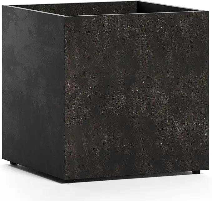 Reglito Cube Planter - 35.4 in x 35.4 in x 35.4 in - Brown Stone by GreenHaven Gardens