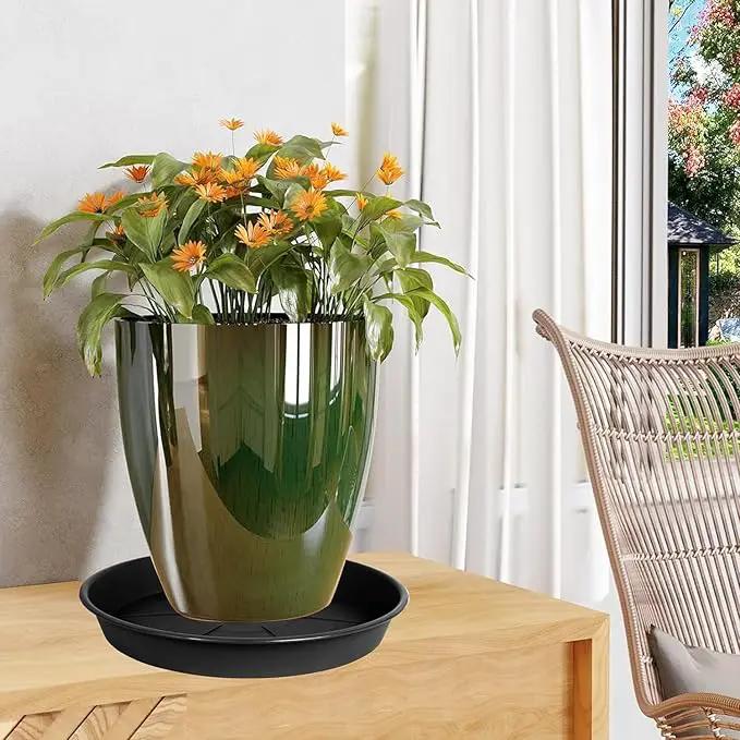 6 Pack of Plant Saucer 6 inch, Black Plastic Flower Plant Pot Saucer, Heavy Duty Plant Drip Trays Saucers for Indoor, Plant Water Tray for Planters by GreenHaven Gardens