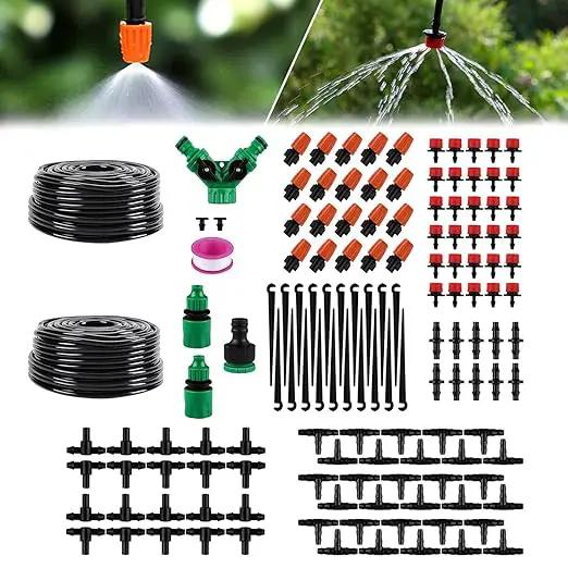 Garden Drip Irrigation Kit,98FT/30M 149Pcs Plants Misting System for Lawn Patio Automatic Irrigation Equipment with 1/4" Blank Distribution Tubing Hose Adjustable Nozzle Emitters Sprinkler by GreenHaven Gardens