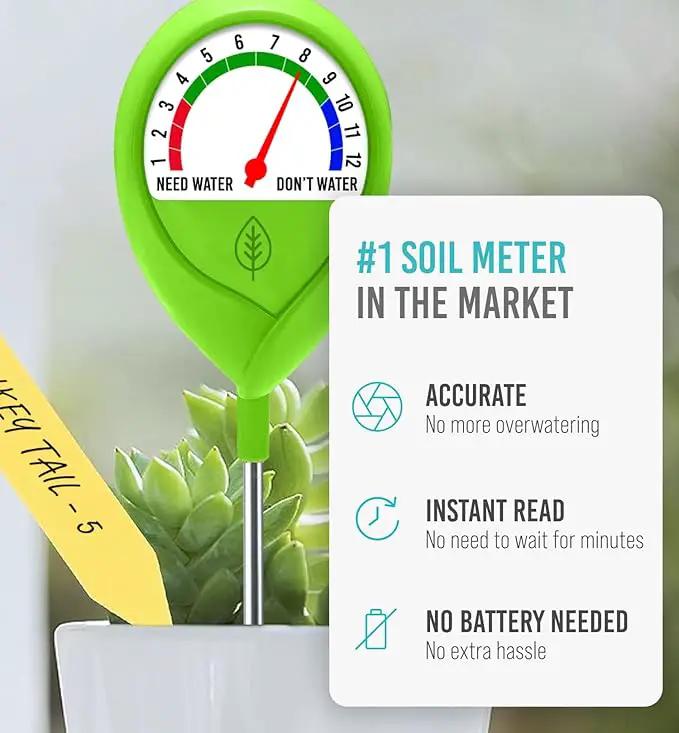 GROWIT Soil Moisture Meter for Plants - Plant Moisture Meter for House Plants - No Batteries Required by GreenHaven Gardens