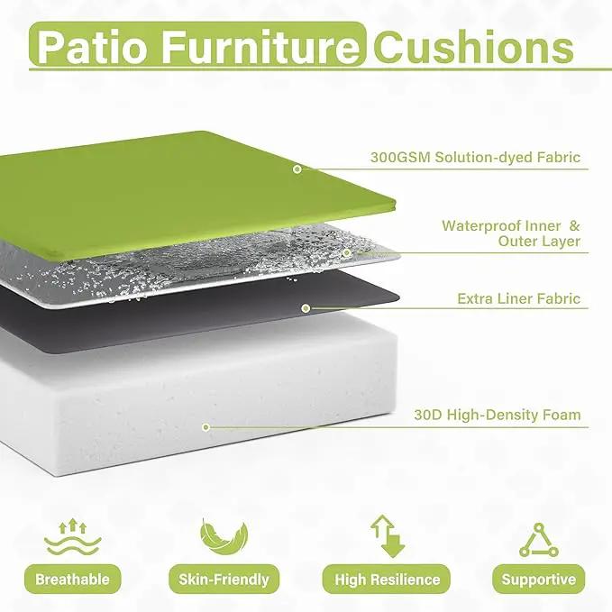 Patio Chair Cushions 18.5 X 16 X 4 Inch Waterproof Outdoor Seat Cushions for Patio Furniture, Outdoor Sofa Couch Pads with Ties & Handle, Set of 2, Grass Green by GreenHaven Gardens