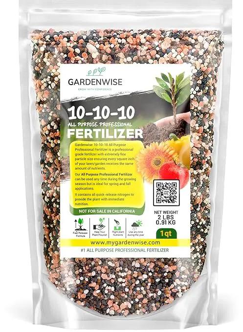 10-10-10 Plant Fertilizer Slow Release - 10 10 10 All Purpose Granular Garden Fertilizer for Vegetables, Tomato, Arborvitae, Shrubs, Rose, Flowers, Fruit, Fig Trees (1 Quart) by GreenHaven Gardens