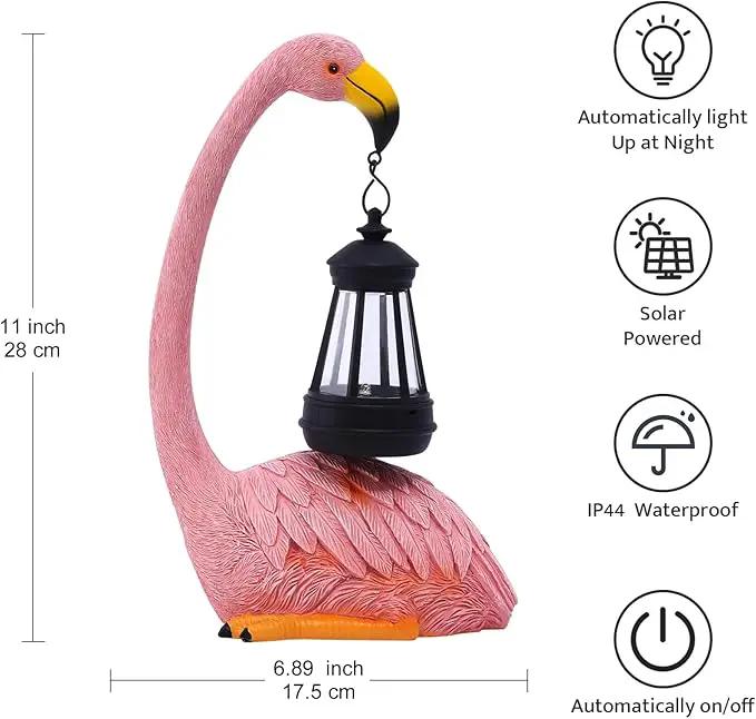 Garden Flamingo Statue with Solar Lantern - Outdoor Statue Yard Art for Patio Lawn Balcony, Unique Flamingo Gifts for Mom Women Grandma by GreenHaven Gardens