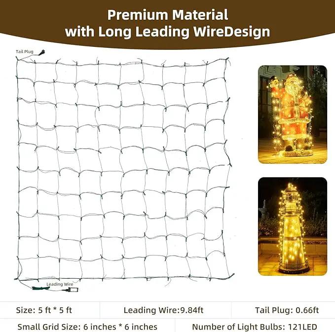 Led Net Lights Christmas Lights Outdoor Christmas Net Lighting with 121Led Mini Globe Lights 5ftx5ft, Outdoor Indoor Fairy Mesh Net Lights for Christmas Trees, Bushes, Shrubs Decorations(WarmWhite) by GreenHaven Gardens