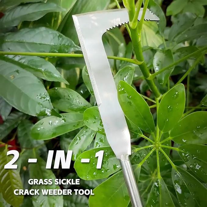 Japanese Crack Weeder Sickle Garden Tool Crevice Weeding Tool, L-Shape Manual Weeder Gardening Tool Crack Sickle, Grass Cutter Knife, for Sidewalk, Driveway and Garden (Weeder Puller) by GreenHaven Gardens
