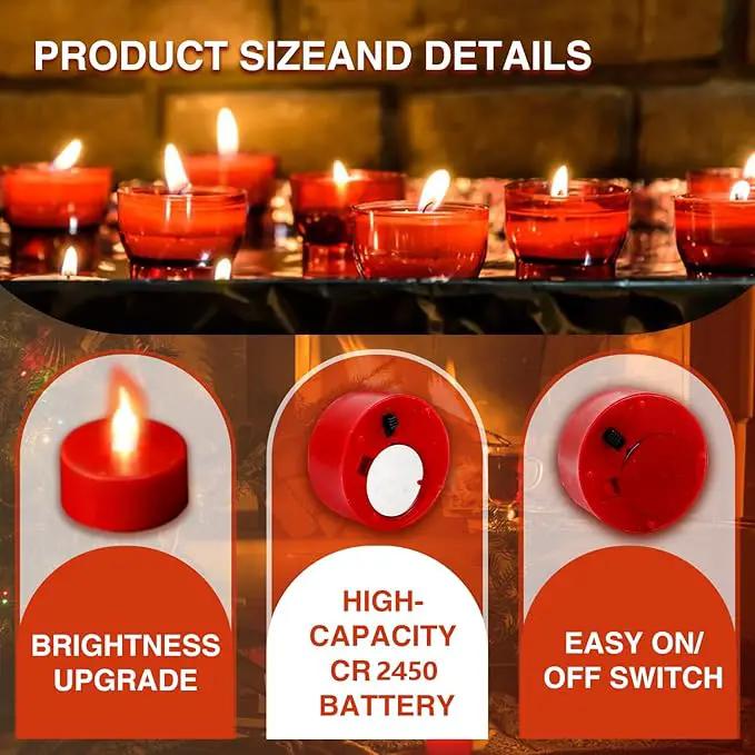 Tea Light Candles with Remote Control,50pack Flickering Flameless LED Candle,Long Lasting 400+Hours,Battery Operated with Timer for Home Decoration Seasonal &Festival Celebration Red by GreenHaven Gardens