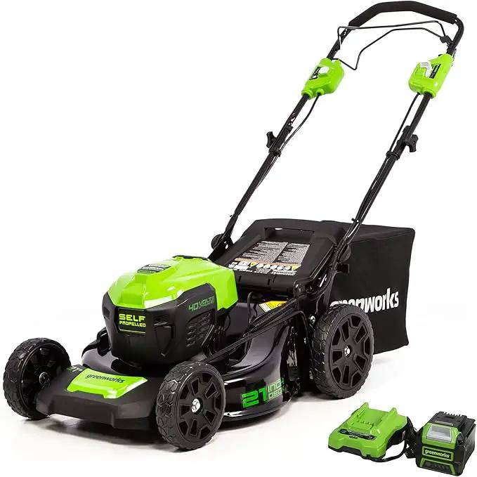 Greenworks 40V 21" Brushless Cordless (Self-Propelled) Lawn Mower (75+ Compatible Tools), 5.0Ah Battery and Charger Included by GreenHaven Gardens