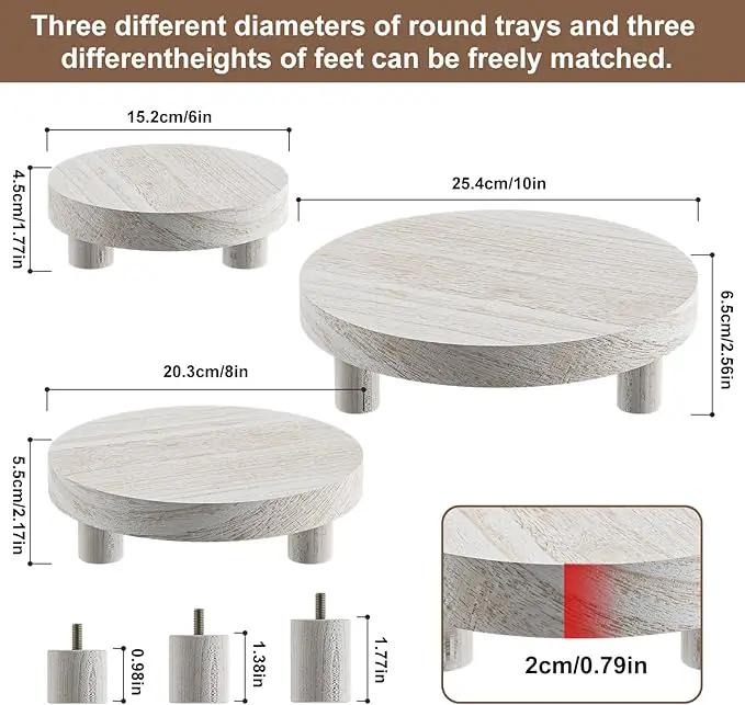 3 Pcs Wood Plant Stand Indoor Outdoor, Round Wood Riser for Decor 6/8/10" Wooden Stool Display Stand Flower Pot Holder Small Planter Tray Modern Potter Decorative for Desktop Counter Room by GreenHaven Gardens