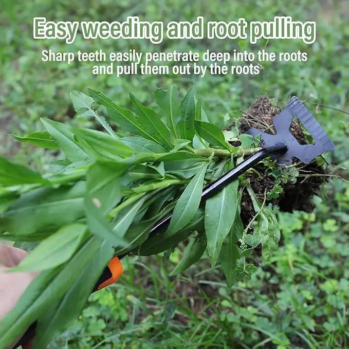 Weed Removal Tool, 2025 New Garden Weeding Tools Manganese Steel Hand Weeder Tool with Handle, 4 Teethes Dual Purpose Manual Weeders Tool Weed Pulling Tool for Garden (Six Teeth) by GreenHaven Gardens
