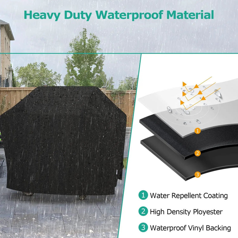 SunPatio Grill Cover 55 Inch, Outdoor Heavy Duty Waterproof Barbecue Gas Cover, UV & Fade Resistant, All Weather Protection Compatible for Weber Charbroil Nexgrill Kenmore Grills and More, Black by GreenHaven Gardens