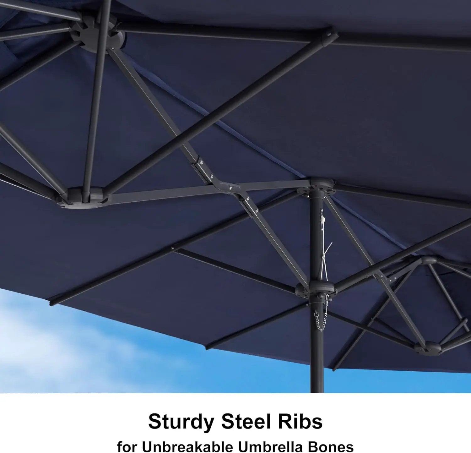 PURPLE LEAF 15ft Patio Market Umbrella with Base Included Double-Sided Rectangle Outdoor Umbrella Table Umbrella with Crank for Pool Garden Deck, Navy blue by GreenHaven Gardens