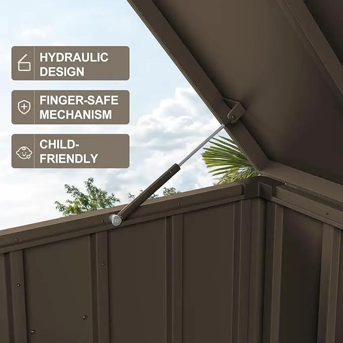 PURPLE LEAF Outdoor Deck Box 100 Gallon Waterproof Lockable Storage Box Container with Lid Deck Organization for Patio Cushions Side Table Pool Accessories Garden Tools, Brown by GreenHaven Gardens