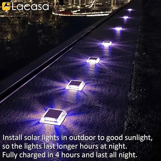 Lacasa Outdoor Solar Light, 4 Pack 30LM IP68 Waterproof Solar Garden Light Auto On/Off Solar Lighting for Pathways Paths, Mixed Colours (Warm White + Blue Light) by GreenHaven Gardens