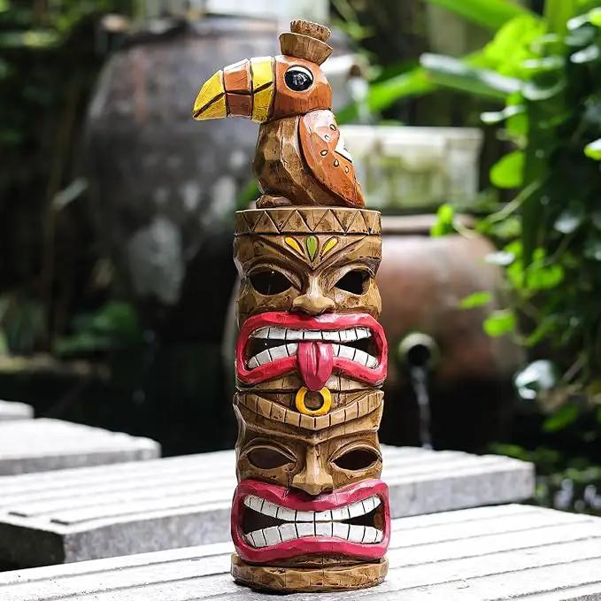 Outdoor Tiki Statue Decoration-Solar Garden Figurine - Woodpecker Waterproof Unique Housewarming Gifts for Women Patio,Balcony,Yard,Lawn Decor 15 Inch Tall by GreenHaven Gardens