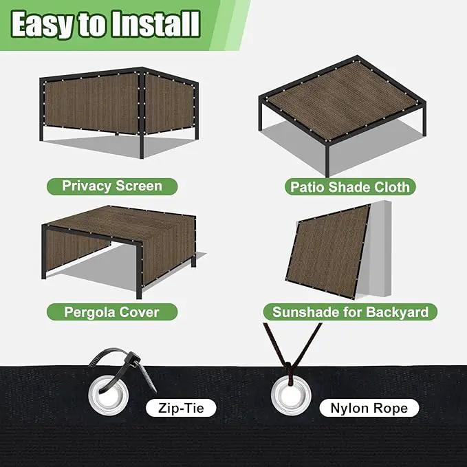 Outdoor 90% Sun Shade Cloth with Grommets, 6 X 20 FT Pergola Shade Cover for Garden Patio Carport Kennel Swimming Pool, Mocha (We Make Custom Size) by GreenHaven Gardens
