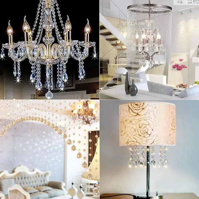 H&D Pack of 12 Clear Crystal Chandelier Lamp Lighting Drops Pendants Balls Prisms Hanging Glass Prisms Parts Suncatcher Home/House Decor by GreenHaven Gardens