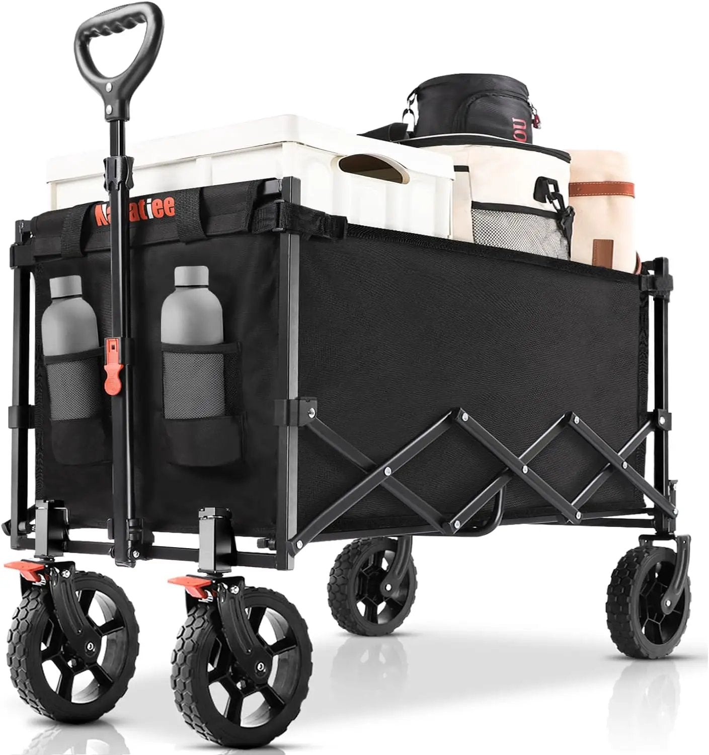 Navatiee 140L Wagon Cart Foldable, Large Capacity Collapsible Wagon with Smallest Folding Design, Utility Grocery Cart for Camping Shopping Sports, Black by GreenHaven Gardens