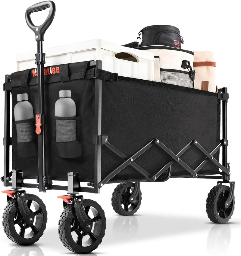 Navatiee 140L Wagon Cart Foldable, Large Capacity Collapsible Wagon with Smallest Folding Design, Utility Grocery Cart for Camping Shopping Sports, Black by GreenHaven Gardens