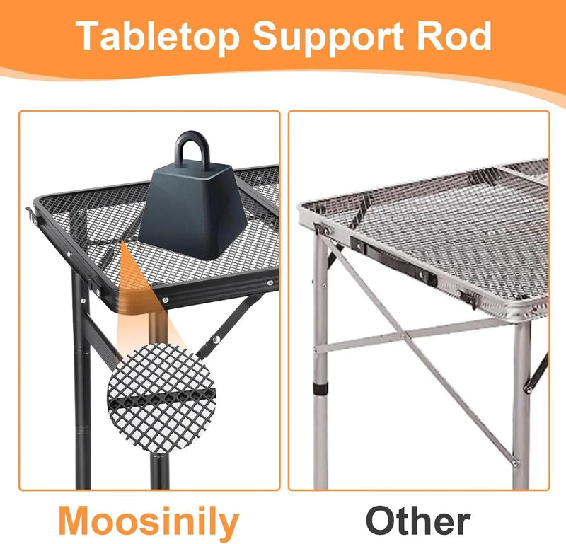 Camping Table Grill 4 Height Adjustable Small Folding 2FT Foldable Picnic Portable Grill Stand Mesh Outdoor Beach BBQ RV Black by GreenHaven Gardens