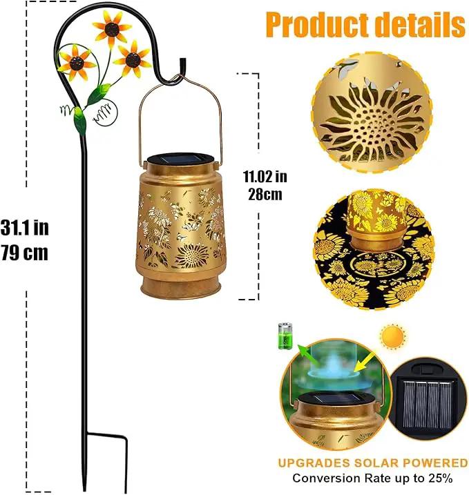 2 Pack Sunflower Solar Lanterns Outdoor Waterproof,Solar Lights Garden Decor Gifts for Mom Women Grandma Decoration Outside for Yard, Patio,Backyard,Porch by GreenHaven Gardens
