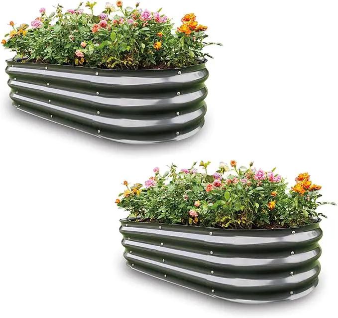 Gardmax 2 Pack Galvanized Raised Garden Bed, Lightweight Planter Boxes Outdoor with Easy Assembly, Large Garden Bed for Vegetables, Fruits, Flower Dark Grey by GreenHaven Gardens