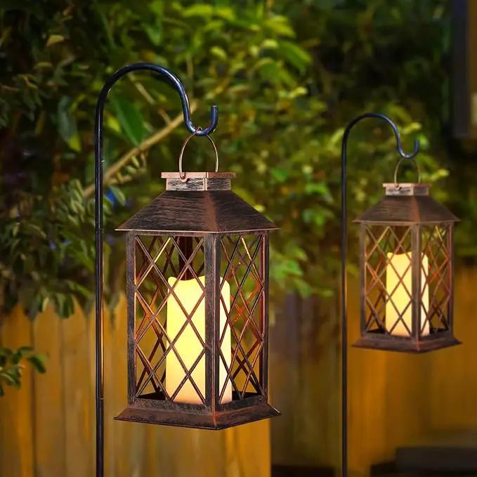 2 Pack Solar Lantern Outdoor Waterproof Garden Decor Hanging Lanterns Birthday Gifts for Women Mom 11" LED Flickering Flameless Candle Christmas Table Lights for Yard, Patio, Porch, Backyard by GreenHaven Gardens
