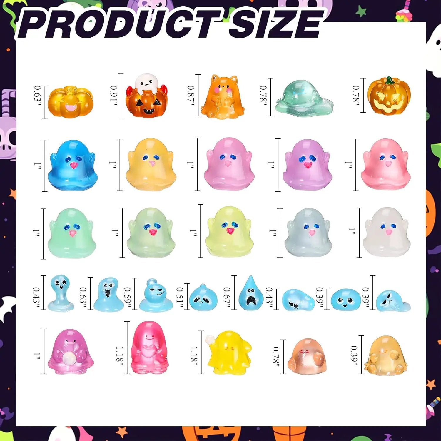 58 Pcs Halloween Luminous Mini Figures Glow in Dark Tiny Resin Figures Set Fairy House Diorama Accessories Halloween Pumpkin Ghost Skull Ornament for Garden Dollhouse Craft DIY (Wizard) by GreenHaven Gardens