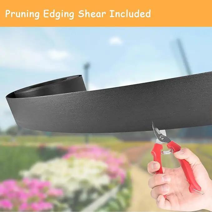 Landscape Edging Kit, Include 4 Inch High 120 Feet Length Terrace Board, 60 Durable Spikes, Edging Pruning Shear, Rubber Mallet Hammer, Black by GreenHaven Gardens