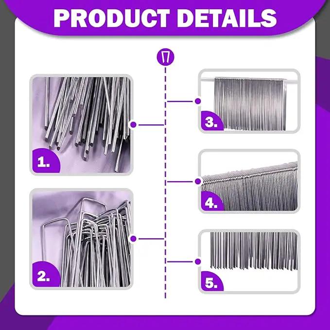 Swpeet 201Pcs U-Shaped Landscape Garden Stakes Staples and Plastic Fixing Gasket with Pick Hook Assortment Kit, Garden Lawn Landscape Staples for Irrigation Hoses, Fixed Fences, Artificial Turf Nails by GreenHaven Gardens