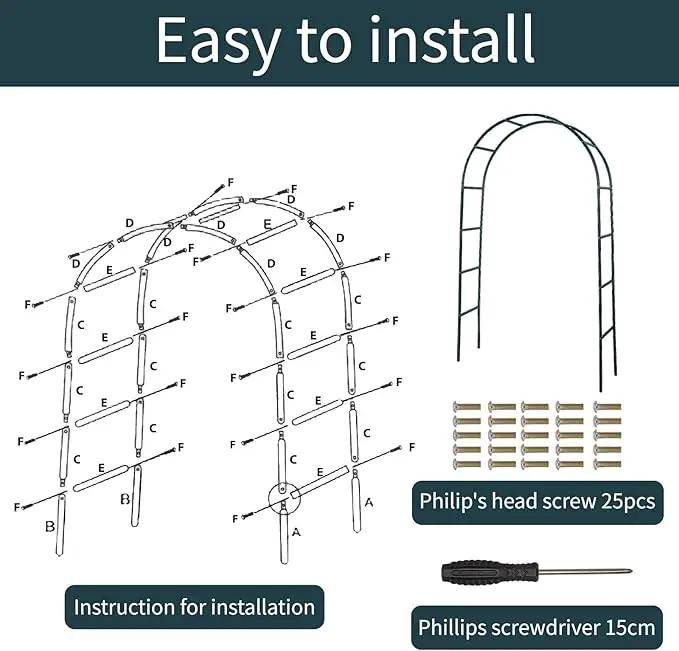 RUBFAC Metal Garden Arch, Wedding & Event Decoration, Garden Trellis for Climbing Plants, Assemble Freely 2 Sizes for Various Climbing Plant Roses Vines Bridal Party Decoration, Army Green, 1 Pack by GreenHaven Gardens