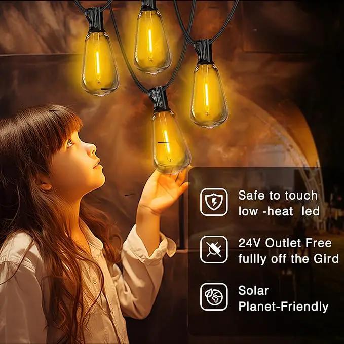 DAYBETTER 100ft Series de Luces solares 50 Bulbs 2700K Warm White Solar String Lights Outdoor Waterproof 5W Solar Panel, 12+ Hours Runtime Luces solares automáticas by GreenHaven Gardens