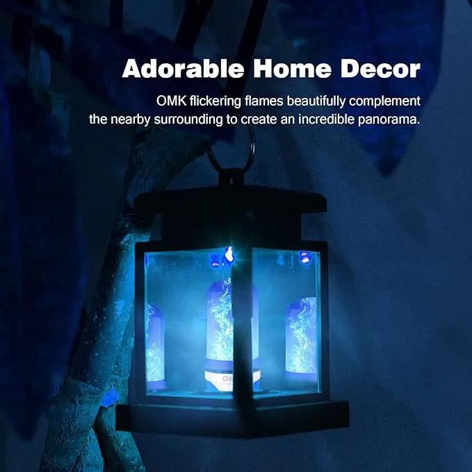 OMK - Blue Flame Christmas Decor LED Flame Effect Light Bulbs - Upgraded 4 Modes Fire Simulated Lamps - Christmas Gifts, Party, Indoor/Outdoor Decoration Lights (Blue 2) by GreenHaven Gardens
