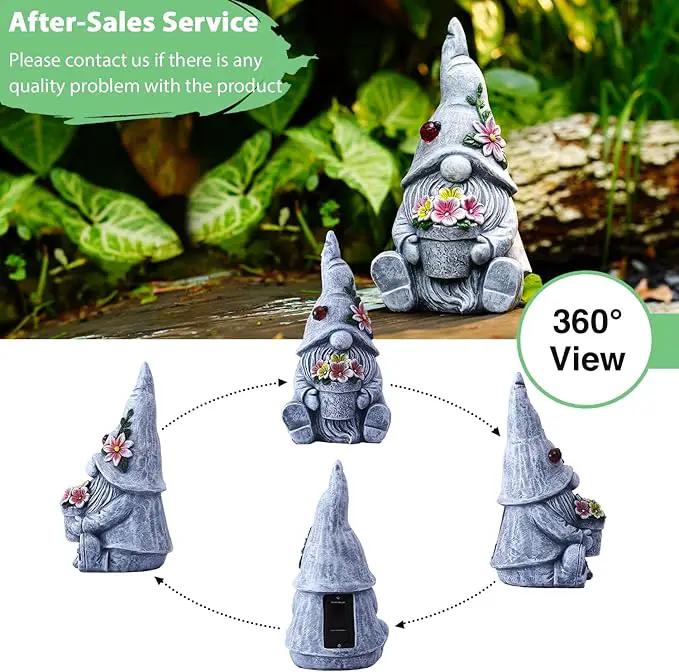 Goodeco Sitting Gnome Holding Flower Statue - Solar Garden Gnomes Decor for Outside with LED Lights, for Women or Moms, Housewarming Gnome Decorations by GreenHaven Gardens