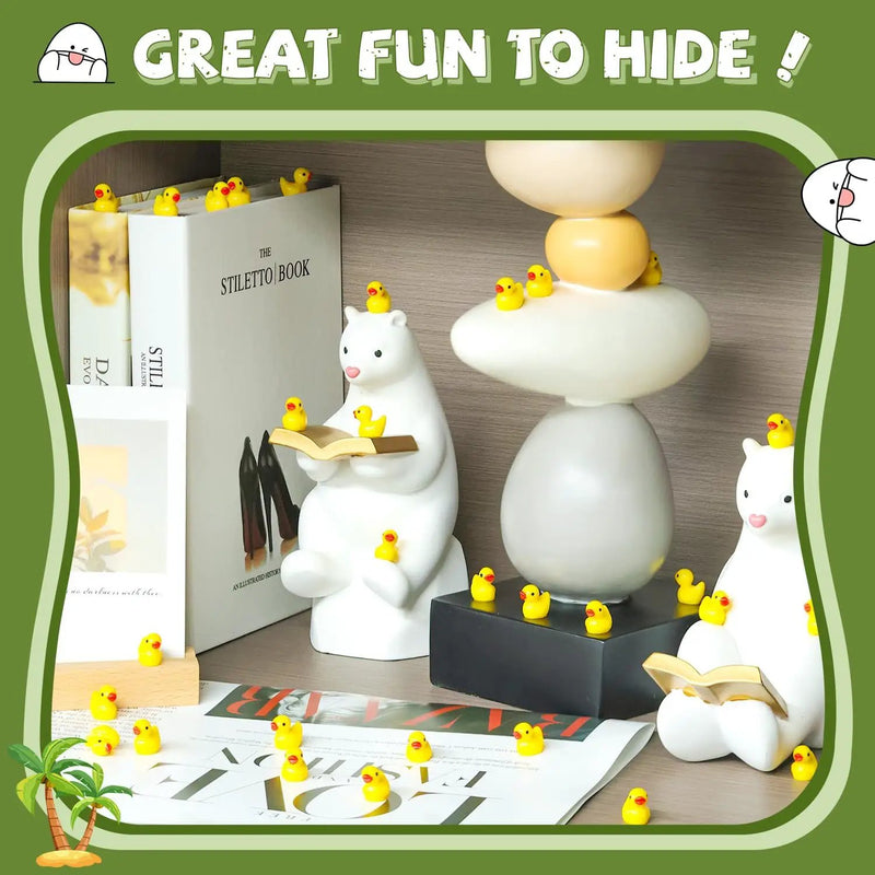 200PCS Mini Resin Animals Cute Yellow Tiny Ducks,Miniature Duck Figures to Hide,Little Animal Toys Small Figurines Bulk for Topper Desk Garden Dollhouse Landscape Aquarium Ornaments DIY Crafts & Decor by GreenHaven Gardens