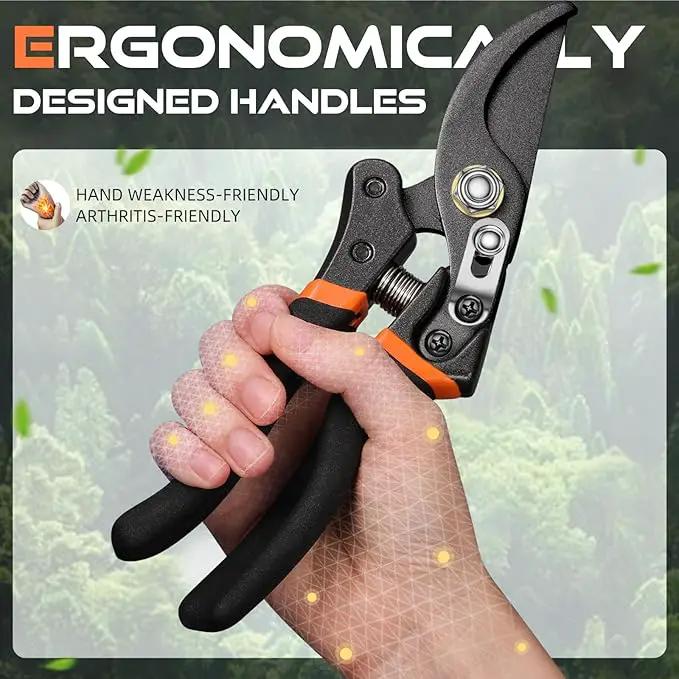 Pruning Shears for Gardening, 8.5" Professional Bypass Garden Scissors & Hedge Clippers for Branch, Plant Trimming, Heavy Duty Hand Pruner【Titanium Blade】【Arthritis Friendly】【Ergonomic Handle】 by GreenHaven Gardens