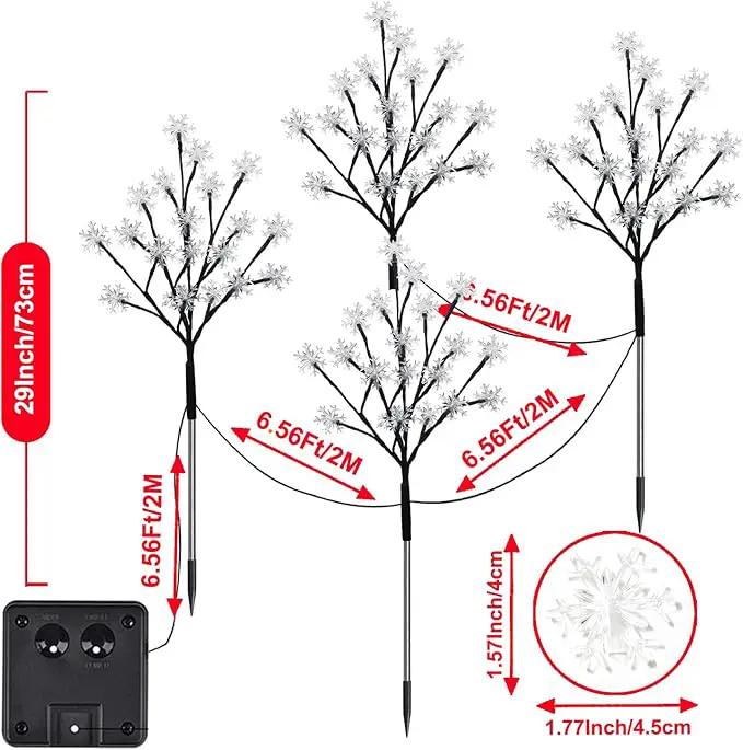 4-Pack 80LED Solar Snowflake Stake Lights - 8 Modes, Waterproof Outdoor Christmas Decorations for Garden, Yard, Pathway, Walkway by GreenHaven Gardens